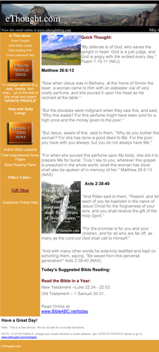 Sample email from eThought.com